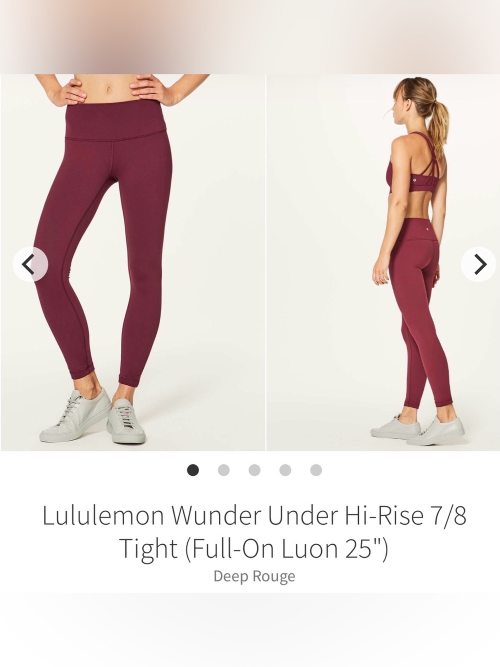 Lululemon Wunder Under Hi-Rise 7/8 Tight 25” Deep Rouge Size 2
